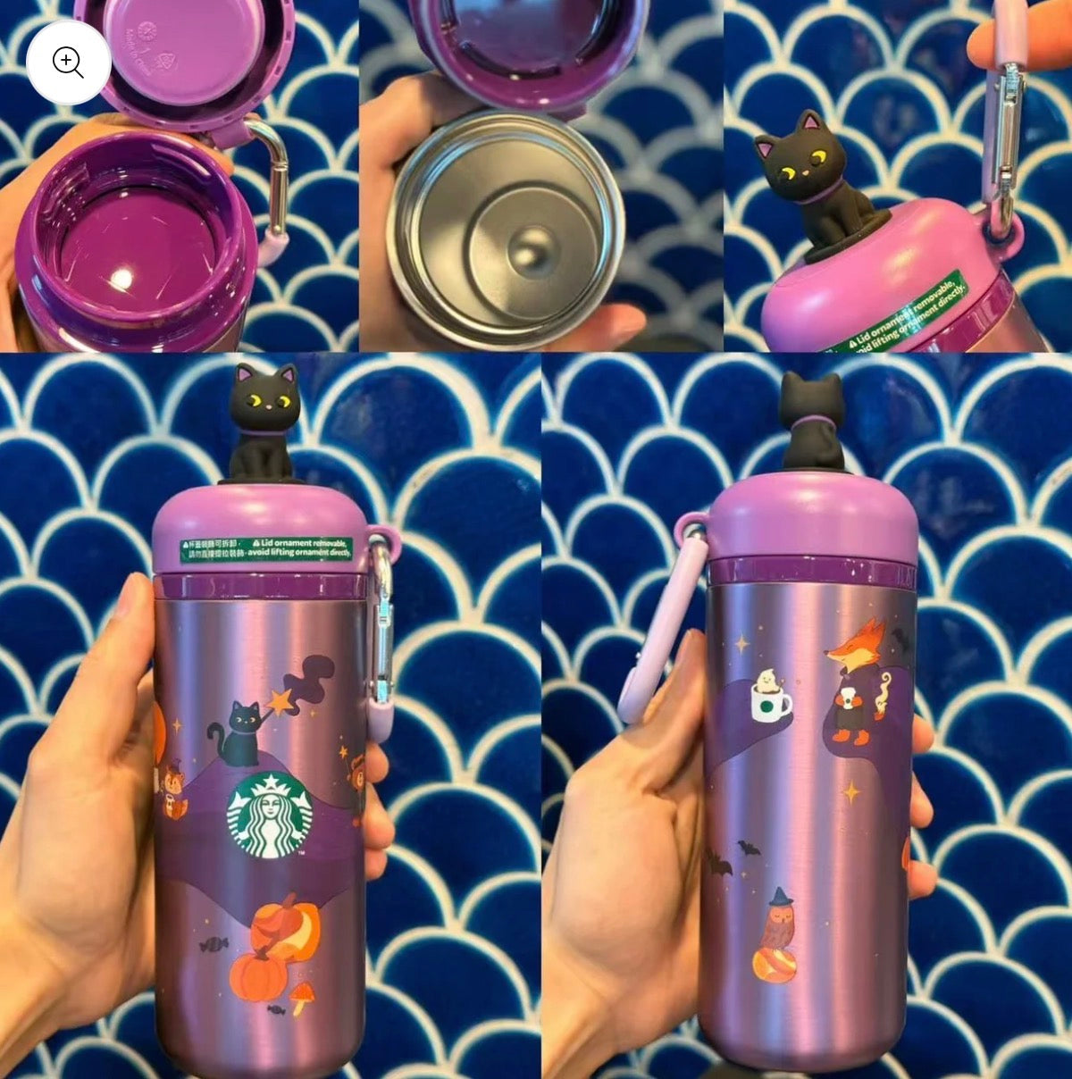 Termo halloween 2026 Asia Starbucks con gatito stopper 12 oz