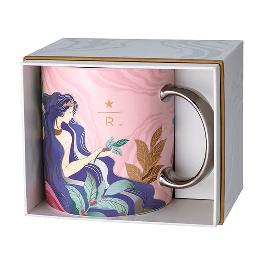 Taza de Sirena Plateada de Ceramica Starbucks Taiwan 2025 Collection Dream PLAZA Series  16oz
