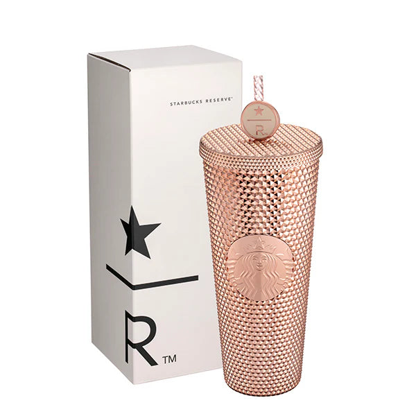 Studded Rose Gold Starbucks Taiwan 2025 Collection Dream PLAZA Series 24oz