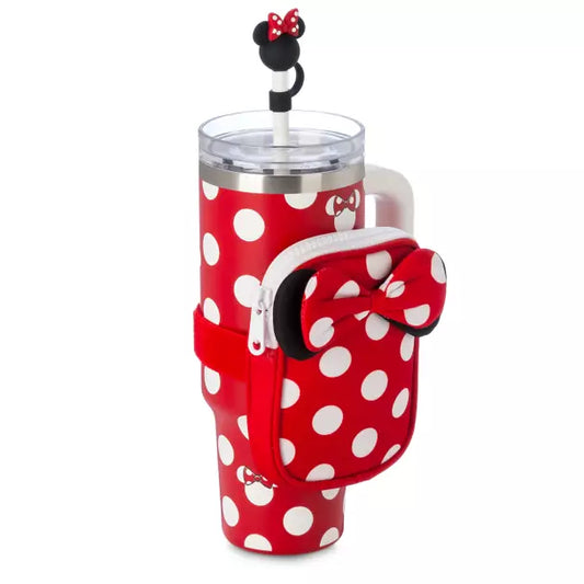 Vaso de viaje de acero inoxidable con popote y estuche con cierre con el icono de Minnie Mouse Disney Store US
