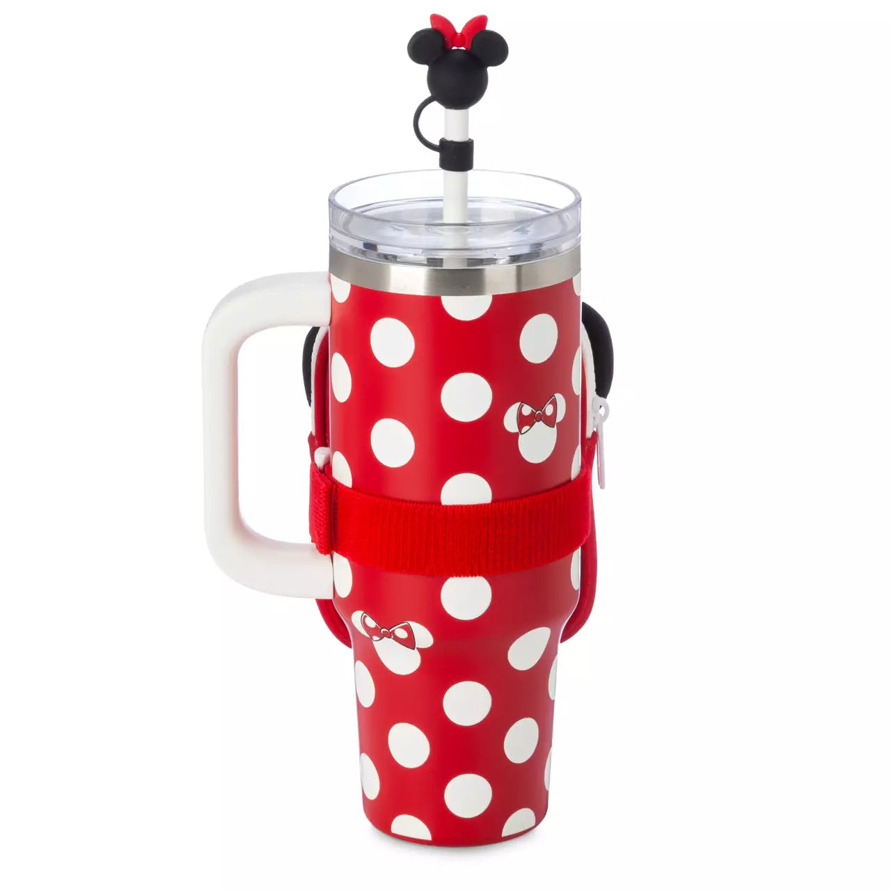 Vaso de viaje de acero inoxidable con popote y estuche con cierre con el icono de Minnie Mouse Disney Store US