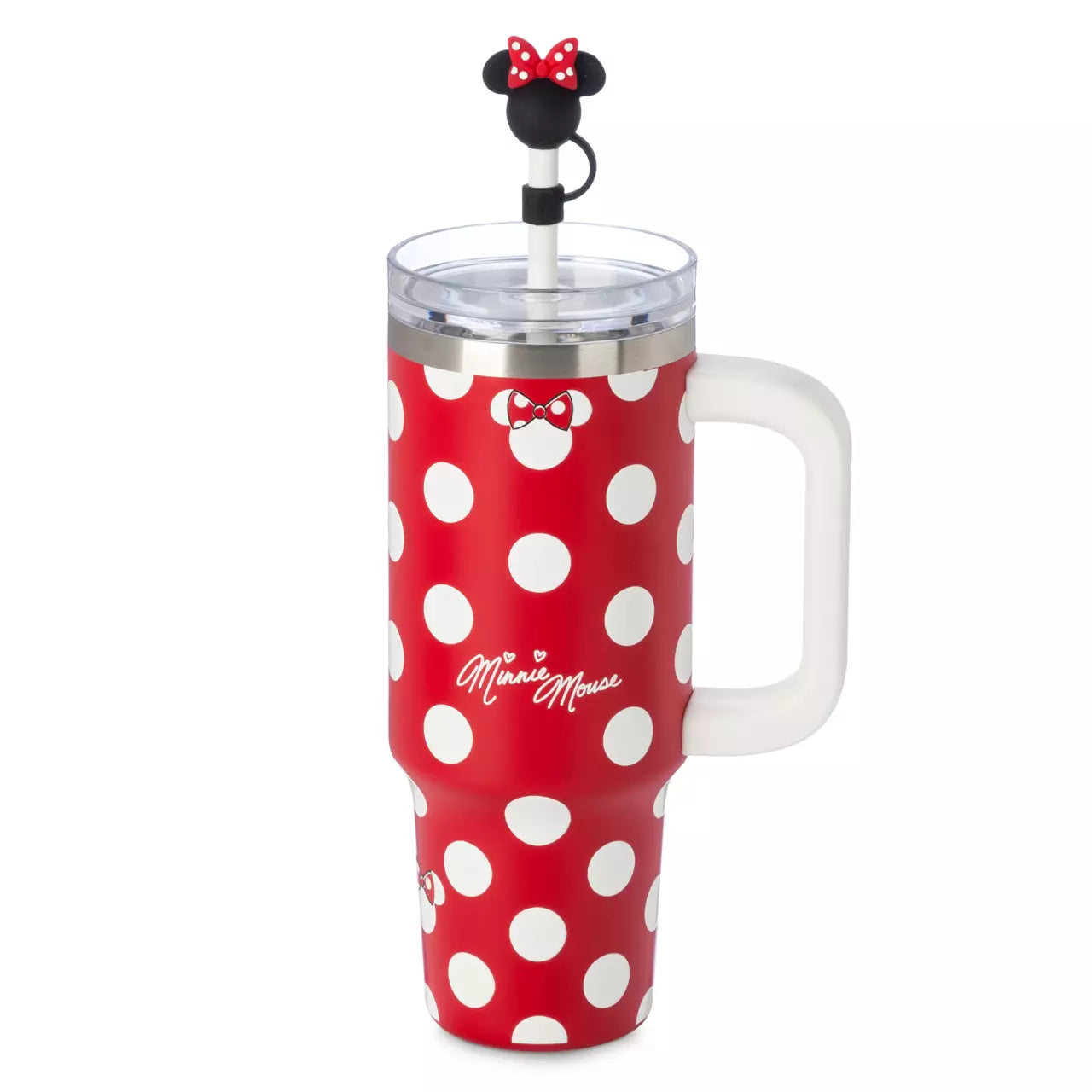 Vaso de viaje de acero inoxidable con popote y estuche con cierre con el icono de Minnie Mouse Disney Store US