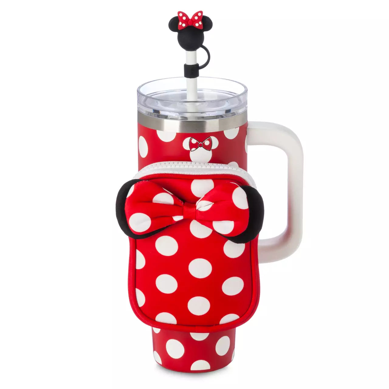 Vaso de viaje de acero inoxidable con popote y estuche con cierre con el icono de Minnie Mouse Disney Store US