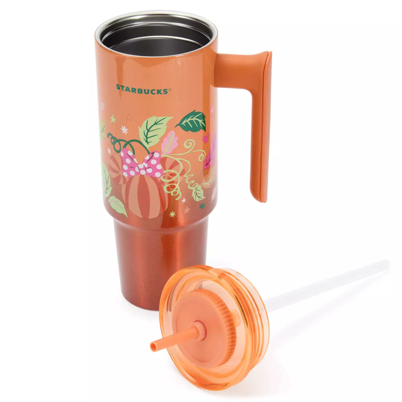 Vaso Starbucks® de 30 oz con asa y diseño de calabazas de Mickey y Minnie Mouse