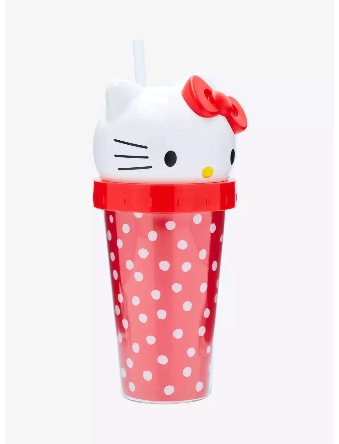 Taza de carnaval con figura de lunares de Hello Kitty de Sanrio con popote