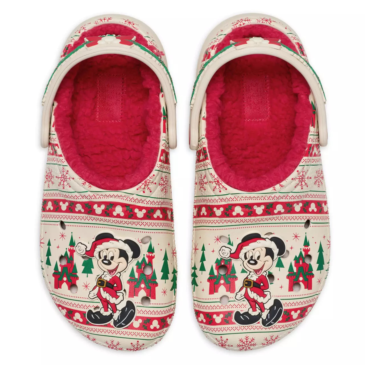 Zuecos navideños Fair Isle de Santa Mickey Mouse para adultos de Crocs