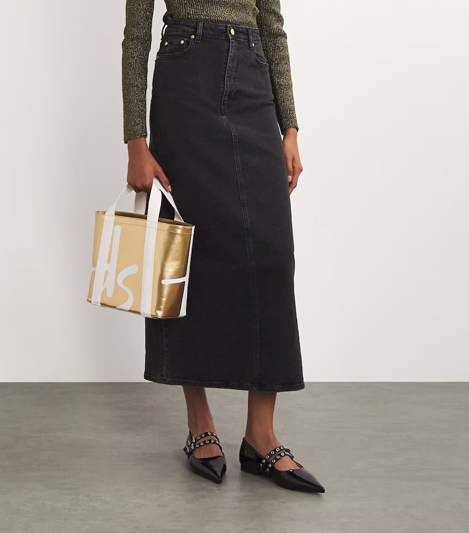Harrods Mini Cotton Logo Tote Bag | Gold