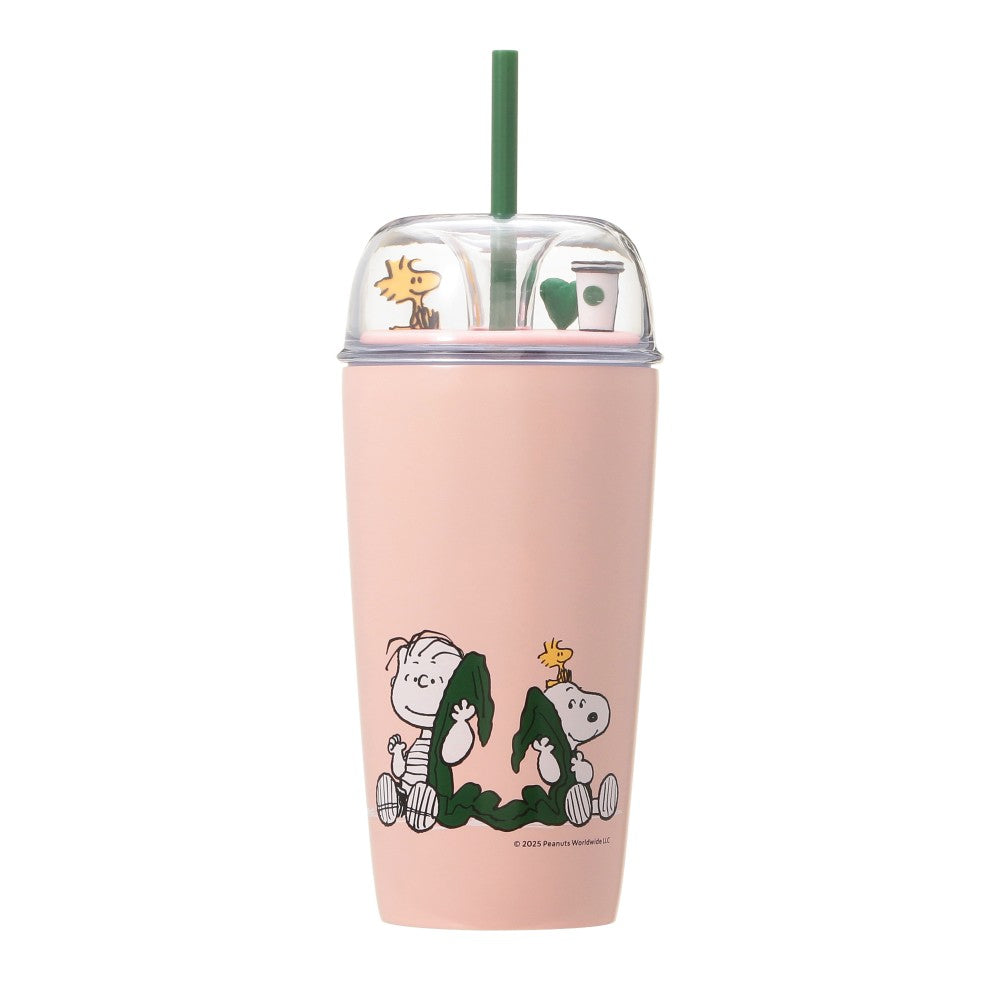 Vaso frío de acero inoxidable PEANUTS rosa de 473 ml Japon Starbucks and PEANUTS 2025 co-brand
