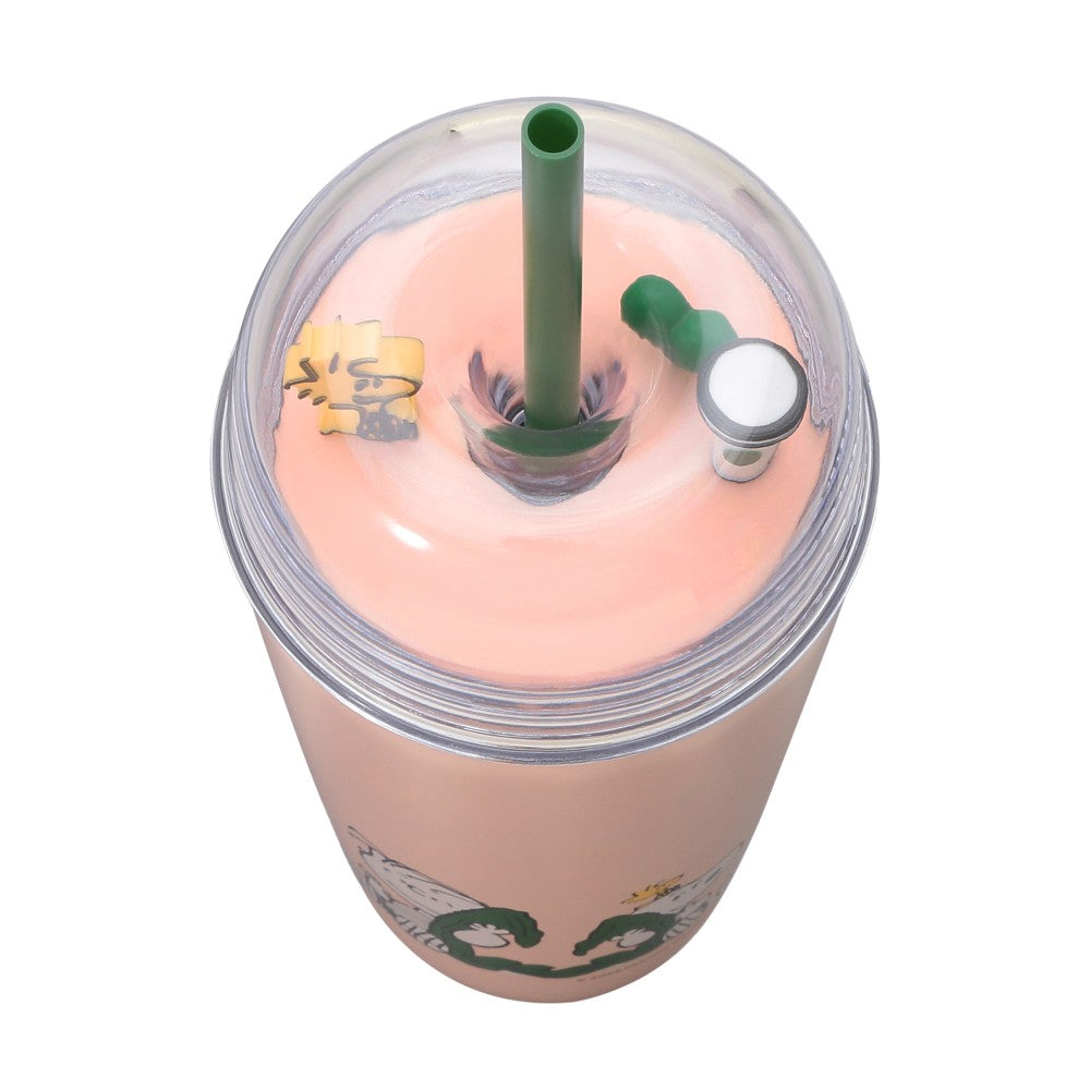 Vaso frío de acero inoxidable PEANUTS rosa de 473 ml Japon Starbucks and PEANUTS 2025 co-brand