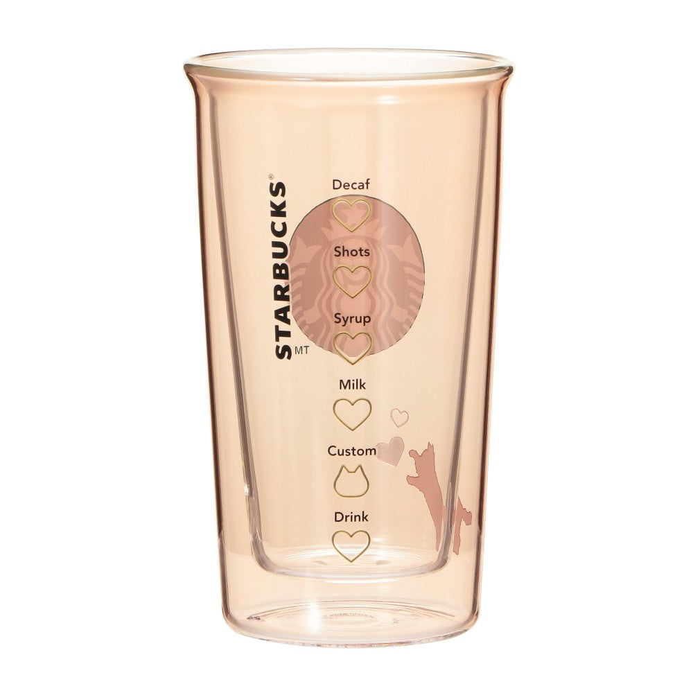 Vaso de Cristal de Doble Pared resistente al calor Starbucks Japan 2025 Valentine's Day beige 355ml
