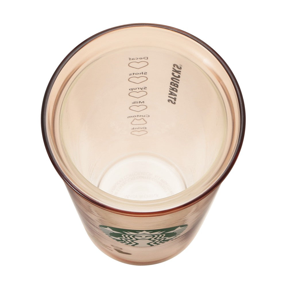 Vaso de Cristal de Doble Pared resistente al calor Starbucks Japan 2025 Valentine's Day beige 355ml