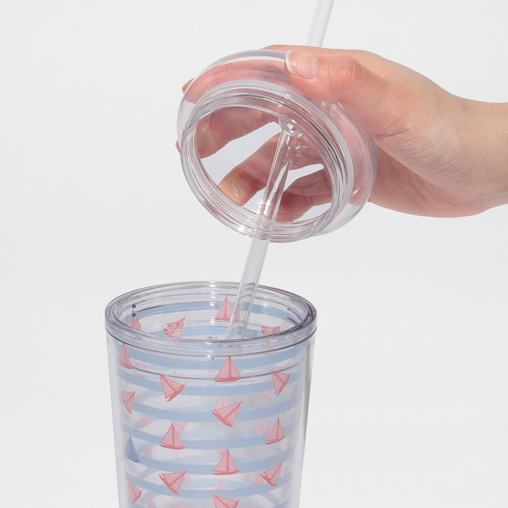 Vaso de agua fría con borde marino de 355 ml Marine Look Collection Japan 2025