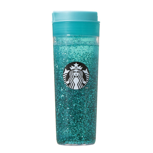 Vaso con Agua y glitter  Turquesa 473ml Starbucks Blue Breeze Japon Summer 2025