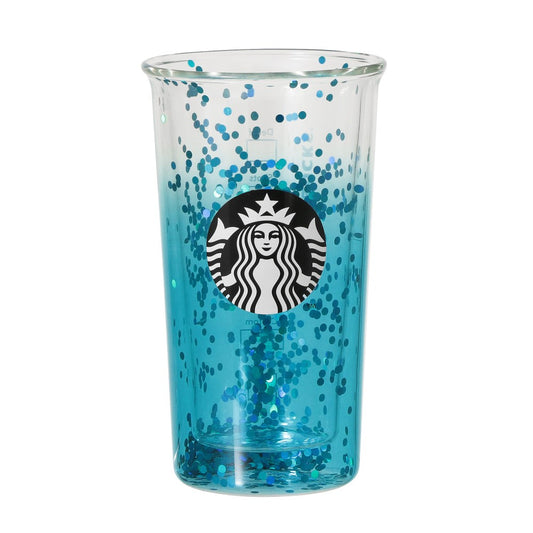 Vaso de Cristal resistente al calor de doble pared en color turquesa 355ml Starbucks Blue Breeze Japon Summer 2025