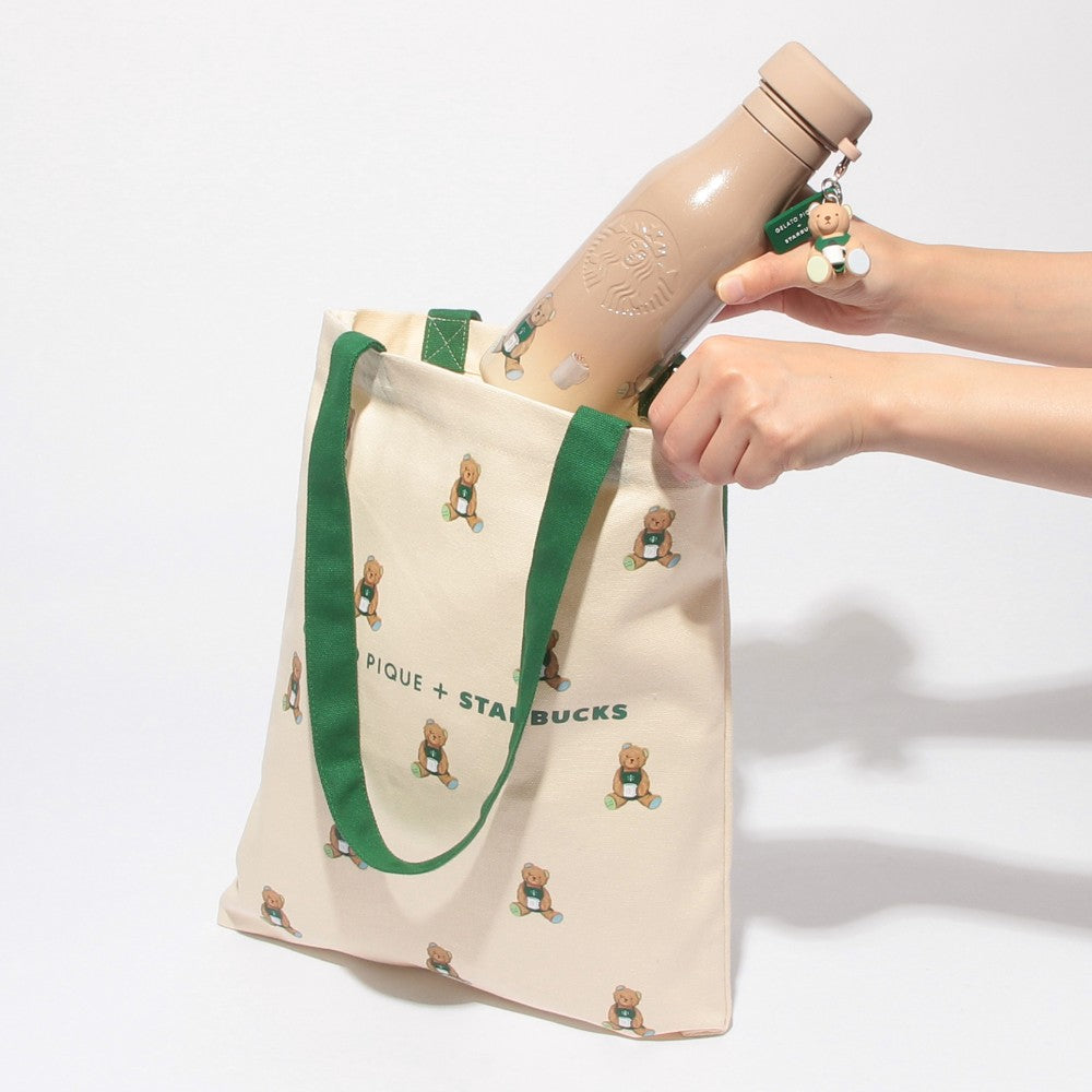 Bolso tote de piqué con estampado de oso de Gelato, color marfil Starbcuks Gelato Pique 2025