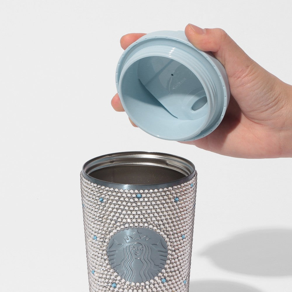 SAKURA2026 Vaso de acero inoxidable con cristales Airy Blue 473 ml Sakura Twinkle Gentle Starbucks Japon 2026