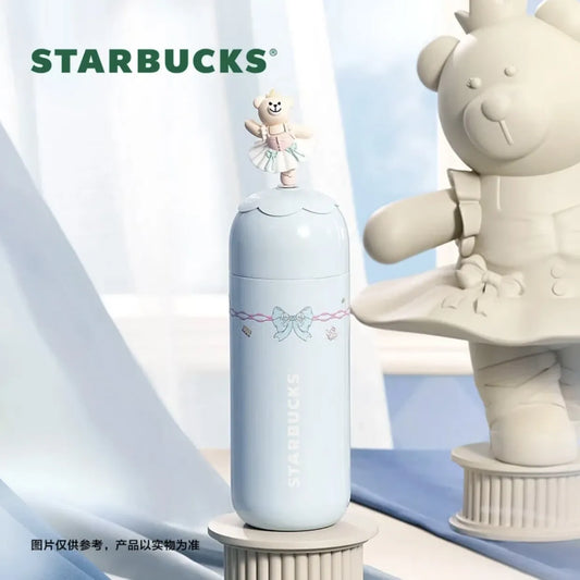 Termo Azul de Acero Inoxidable 12oz con topper Starbucks 2024 China Princess Afternoon Tea Blue Bear 12oz SS Tumbler