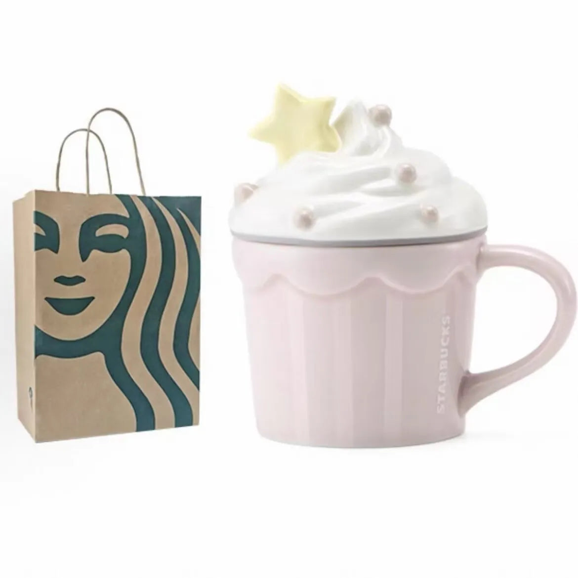 Taza rosa de cerámica Starbucks 2026 China Summer Dessert Party Pink Ice Cream 10oz