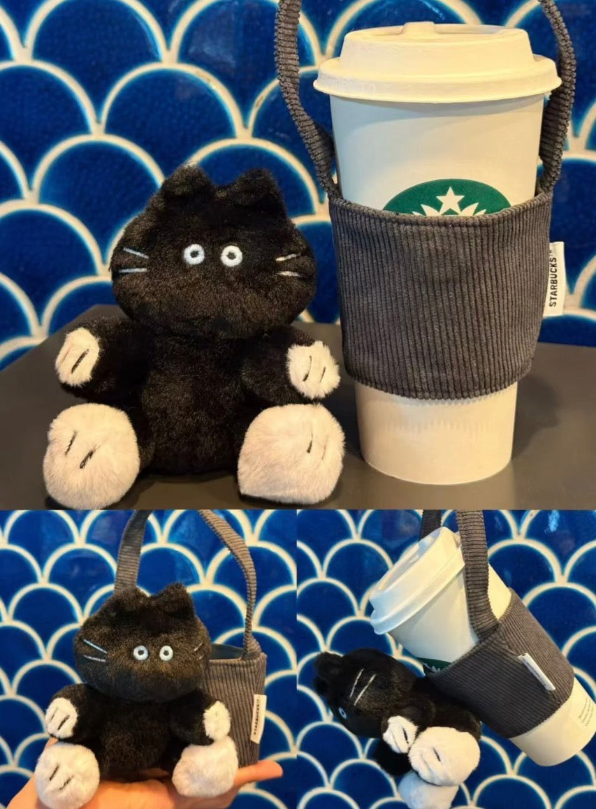 Starbucks Taiwán Halloween 2026 | Funda de Peluche para Vaso Gato Negro