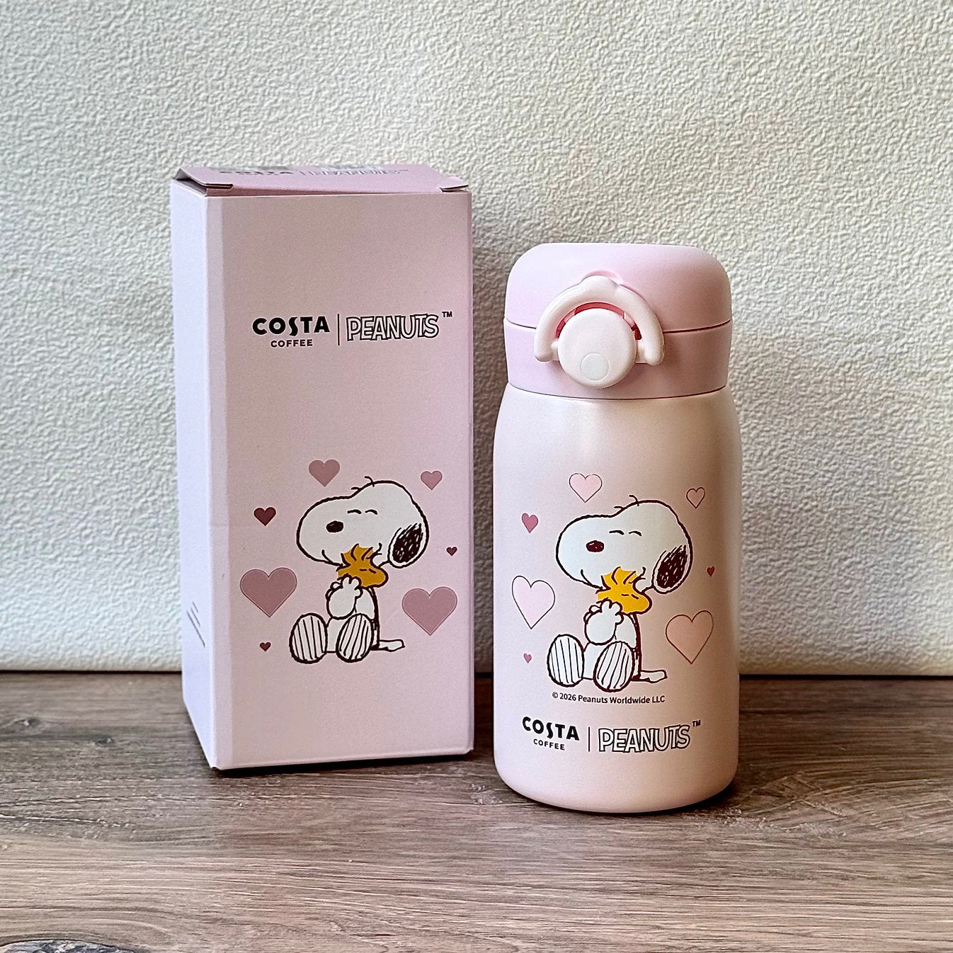 Termo de Acero Inoxidable Rosa Pink Snoopy SS Tumbler Snoopy x Costa Coffee 2026 320ml