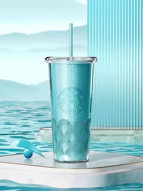 Vaso Doble pared de acrilico con popote 710ml / 24oz