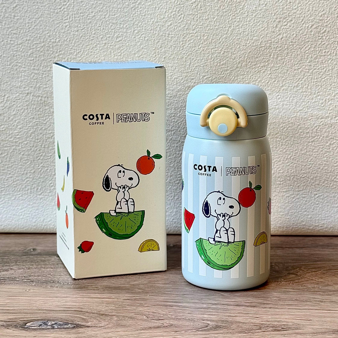 Termo de Acero Inoxidable Azul Snoopy Fruits SS Tumbler Snoopy x Costa Coffee 2026 320ml