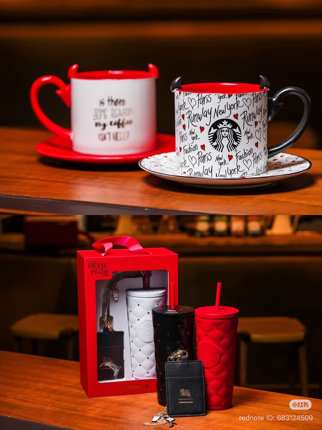 Taza Starbucks x The Devil Wears Prada con Plato – Edición China 360 ml Set Premium