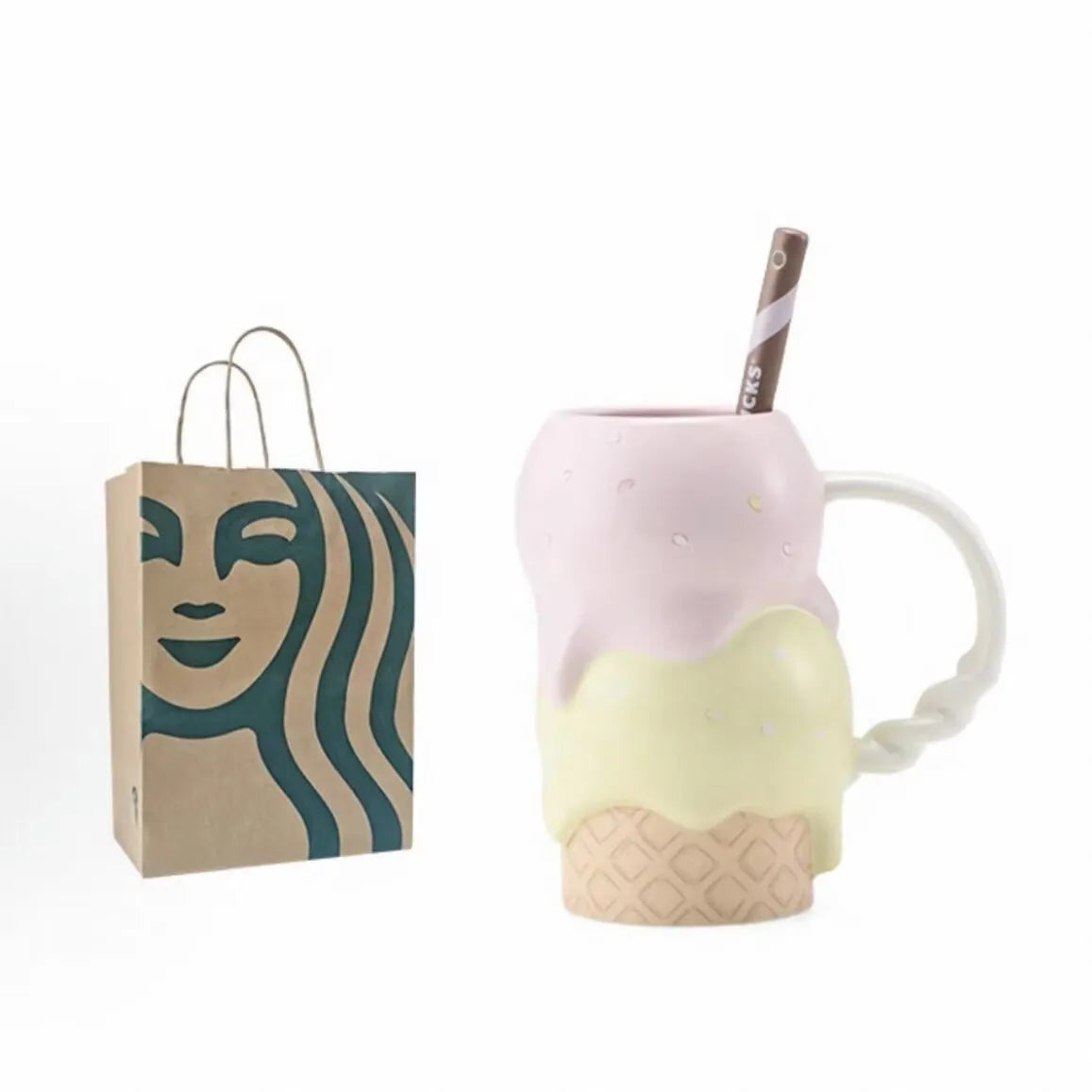 Taza de cerámica en forma de helado Starbucks 2026 China Summer Dessert Party Ice Cream 12oz Mug