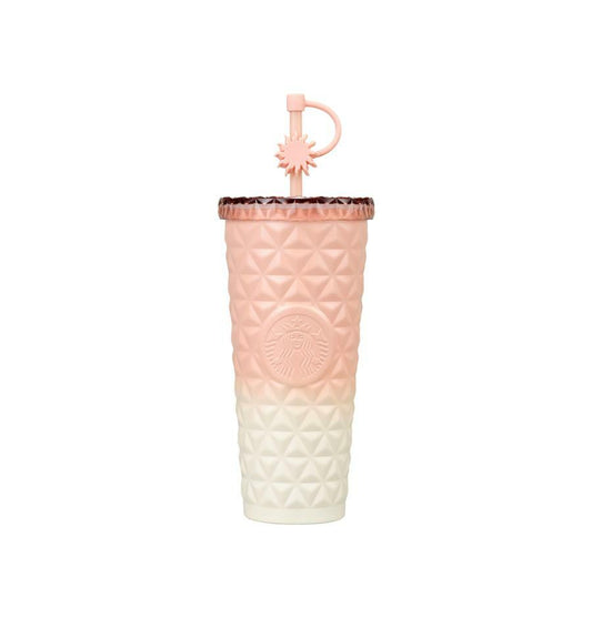 Vaso Dion de Acero Inoxidable Sunset Summer Dion Starbucks Korea 2025 Summer season1 series Pink Gradient Straw Cup 591ml 20.8oz