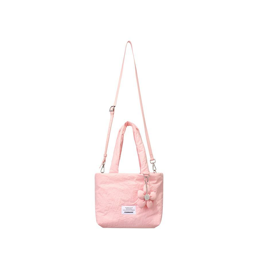 Bolsa de nailon rosa floreciente Starbucks Corea Sakura 2026 Pink Shoulder Tote – Limited Spring Edition