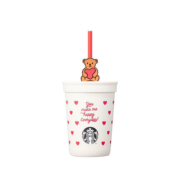 Korea Valentine Be Mine Cream Bear Straw Cup