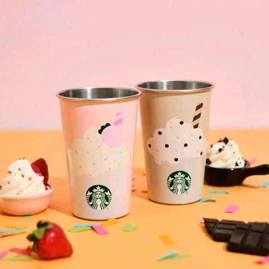 Vaso de Acero Inoxidable (2) Cambian de Color Starbucks China 2025 Summer Frappuccino Party Series Color-changing Single-layer Stainless Steel Cup X 2 500ml 17.6oz
