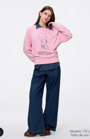Sudadera de tela Reciclada GU x Peanuts | Edición AMOR con Snoopy