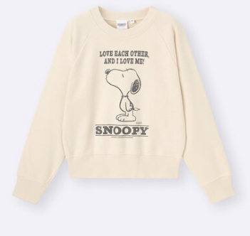 Sudadera de tela Reciclada GU x Peanuts | Edición AMOR con Snoopy