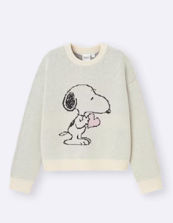 Jersey cuello redondo GU x Peanuts | Edición AMOR con Snoopy
