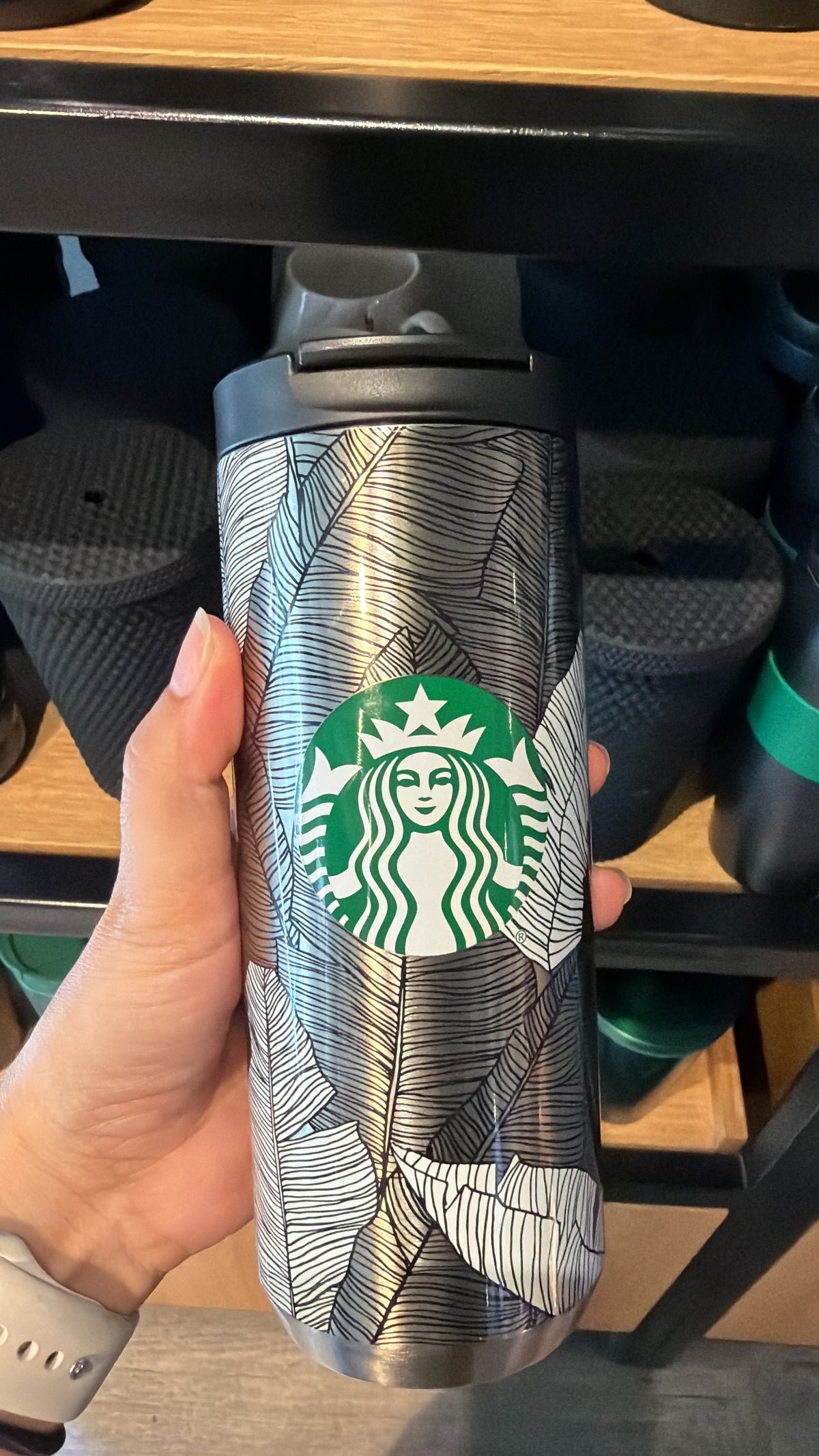 Termo acero Starbucks negro con plateado