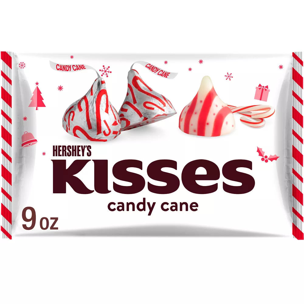 Caramelos navideños con sabor a bastón de caramelo HERSHEY'S Kisses - 9 oz US Goods
