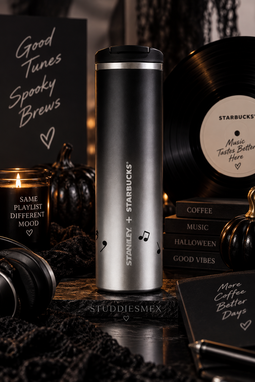 Starbucks x Stanley 2026 | Halloween Note Black Stainless Steel Tumbler 20 oz 🖤🎶
