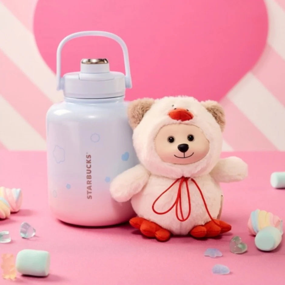 Termi de acero inoxidable con Charm de peluche Starbucks China 2026 Pupu Duck Valentine's Day series 860ml 30.27oz