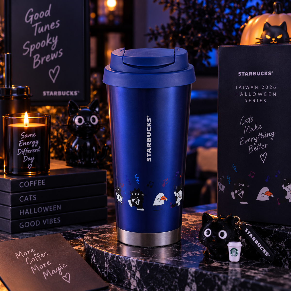Starbucks Taiwan 2026 Halloween Black Cat Band Stainless Steel Tumbler 473ml
