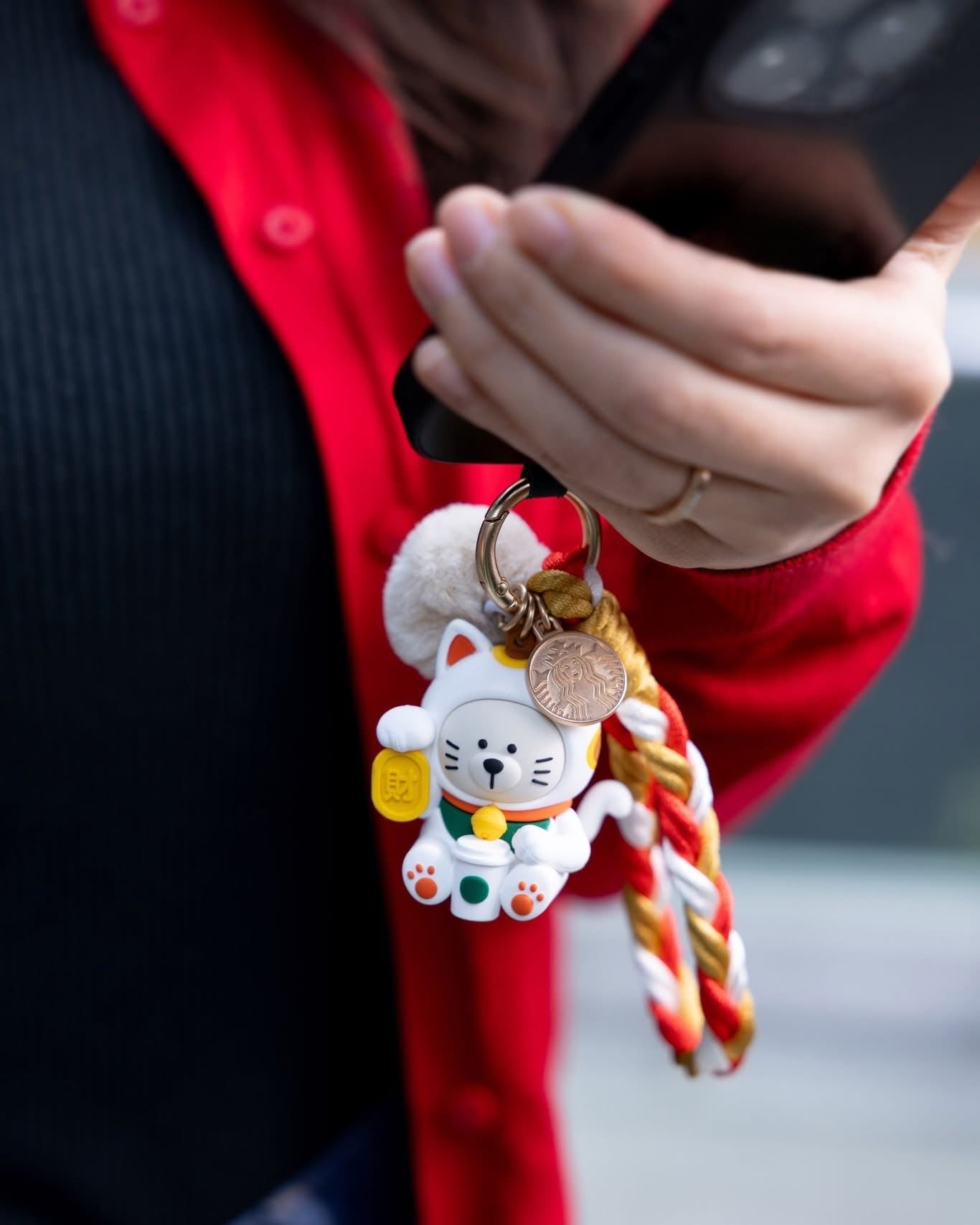 Starbucks 2026 HK Lucky Cat Keychain
