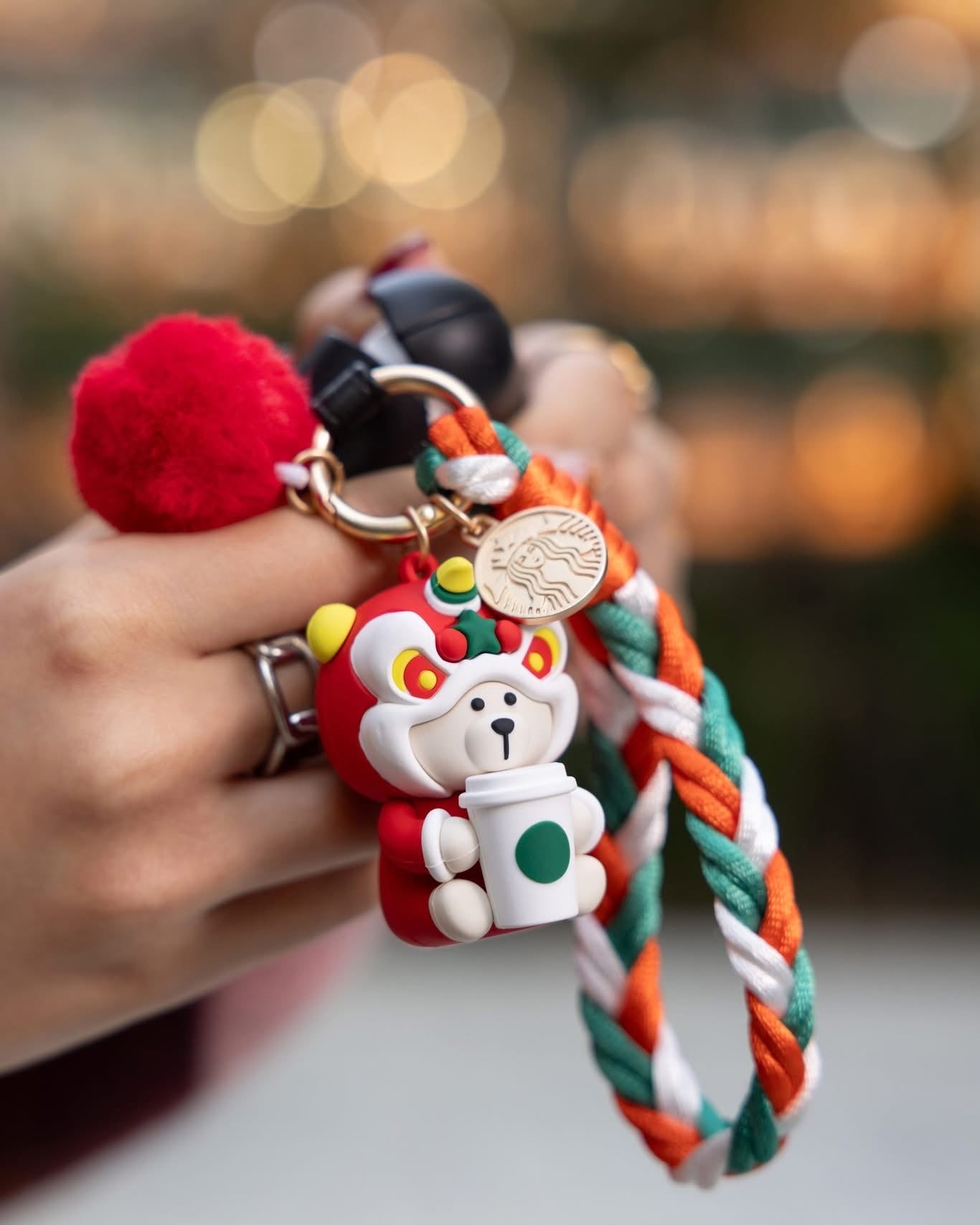 Starbucks 2026 HK lion dance keychain