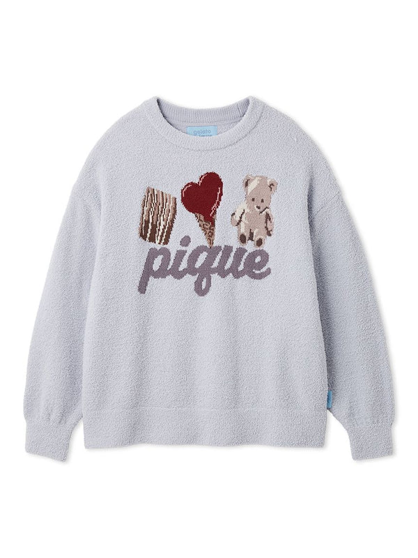 BABY MOCO ONE-POINT JACQUARD PULLOVER Gelato Pique azul