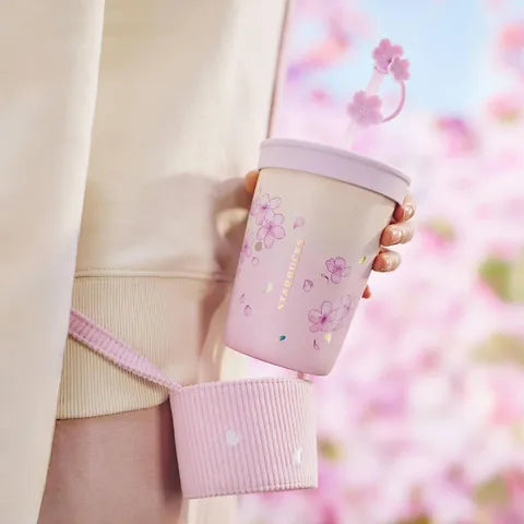 Sakura Vaso con popote Acero Inoxidable Cup con manga China Sakura Spring Walk 2024