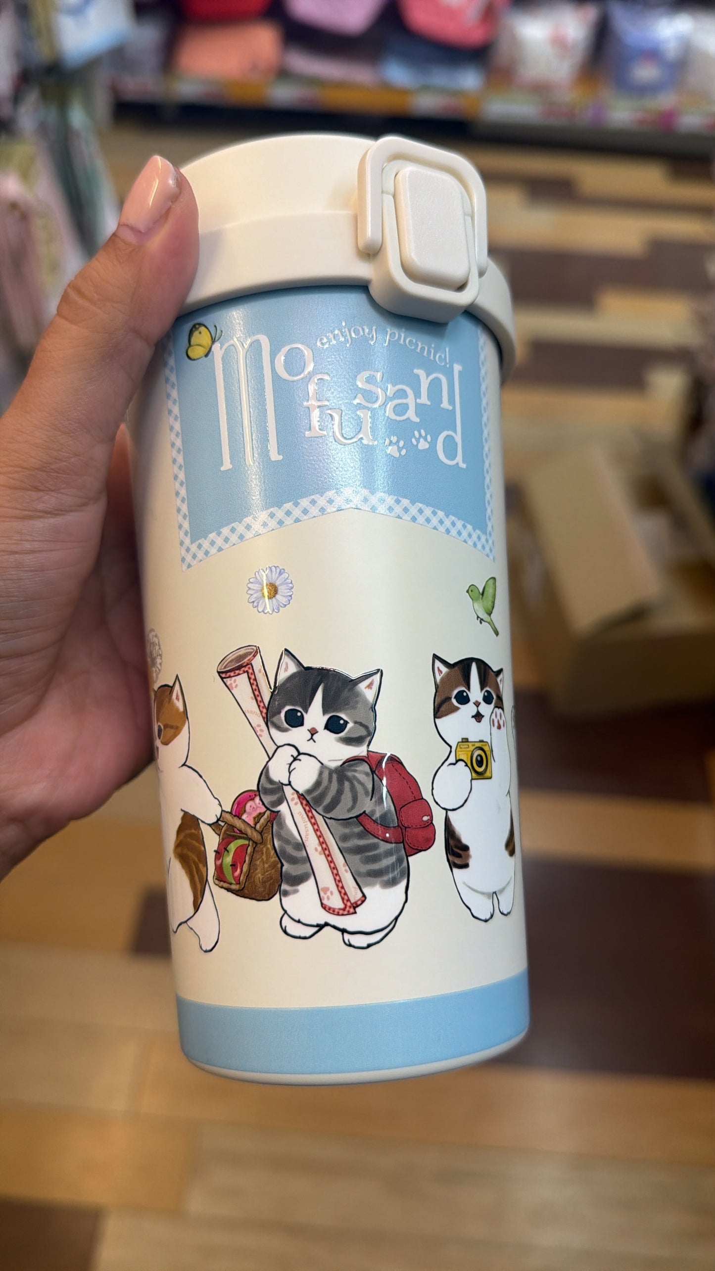 Termo de acero inoxidable Mofusand azul Kiddyland