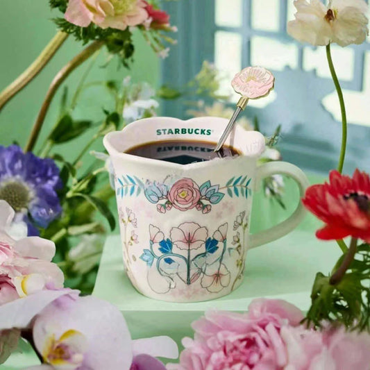 Taza de Cerámica con agitador  Starbucks China 2025 Spring Flower Series