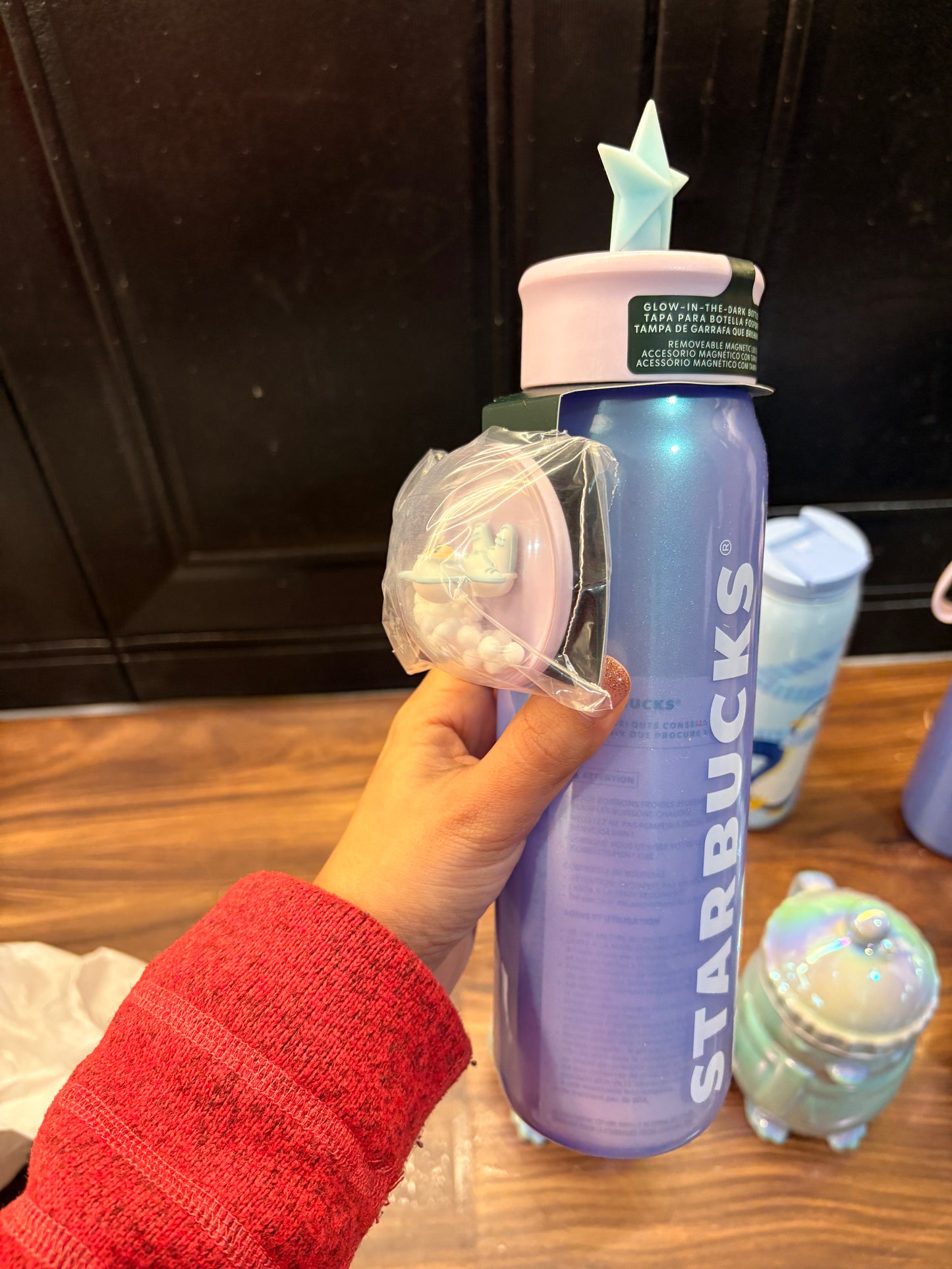 Botella con doble tapa