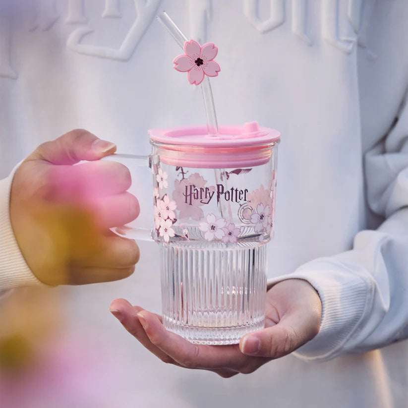 Juego de taza y popote de cristal Sakura Harajuku