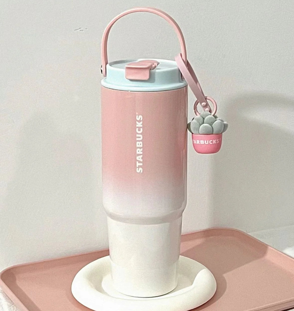 pre-order Starbucks China 2024 Suculenta series gradient pink Vaso de acero Inoxidable con ornamento