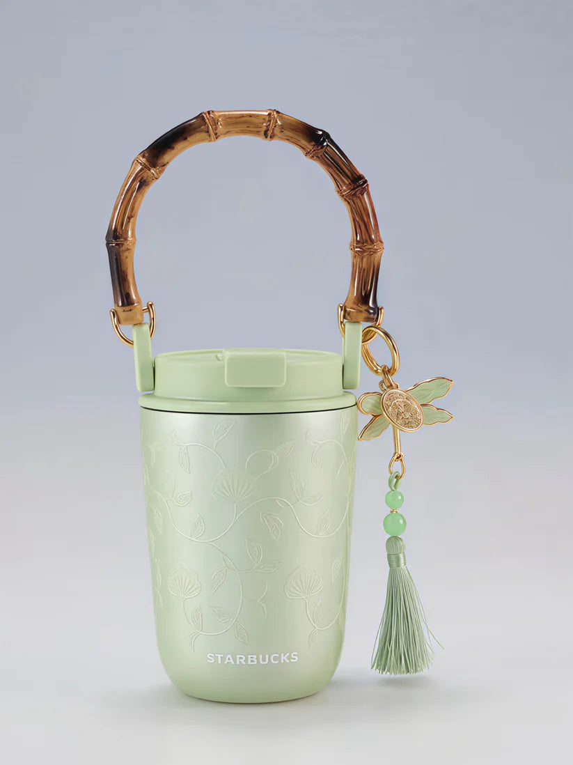 Starbucks China 2026 Spring Blessings Series 400ml Stainless Steel Double Drinking Cup with Handle Charm